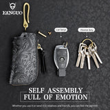 Vintage Leather Key Wallet Portable Key Case For Men