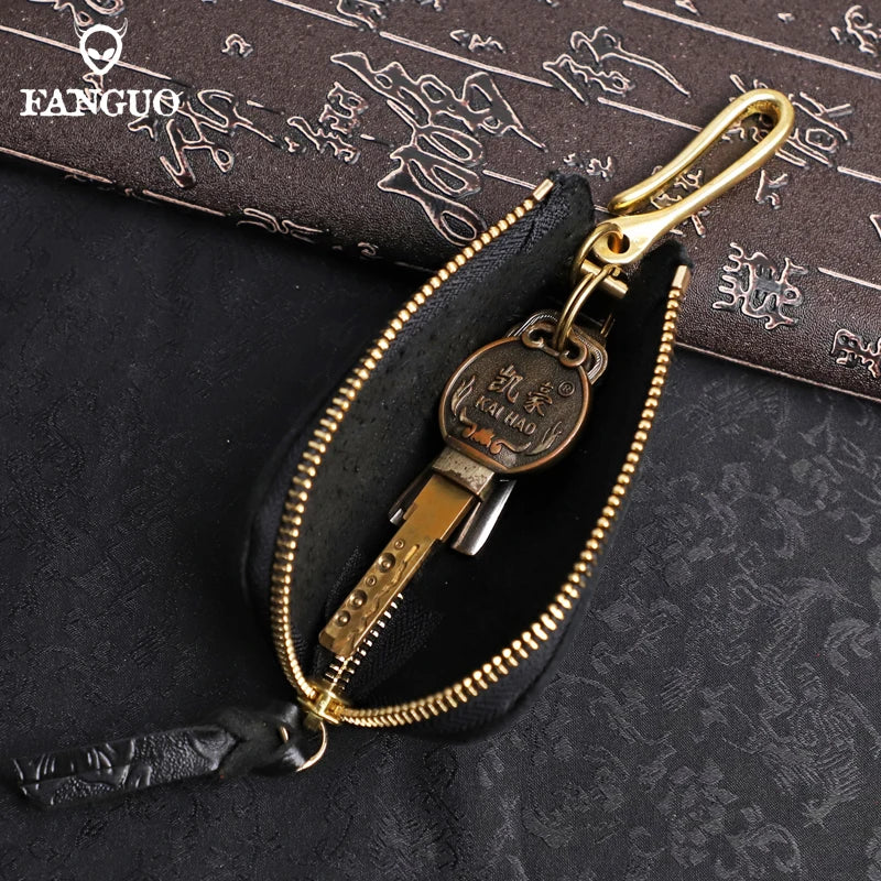 Vintage Leather Key Wallet Portable Key Case For Men