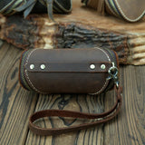 Vintage Leather Key Wallet Women Keychain Covers Zipper Key Case Bag Men
