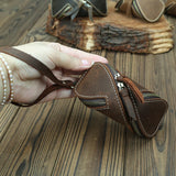 Vintage Leather Key Wallet Women Keychain Covers Zipper Key Case Bag Men