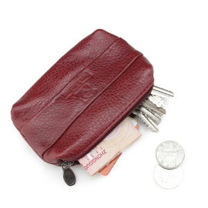 Vintage Leather Key Wallet Zipper Key Case Bag Men Women Key Organizer