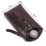 Vintage Leather Key Pouch Key Wallet Zipper Keychain Women Men