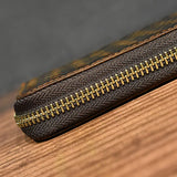 Vintage Leather Men Zip Wallet Knitting Purses