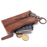 Vintage Leather Men Key Wallet For Car Keychain Covers Zipper Key Case Bag