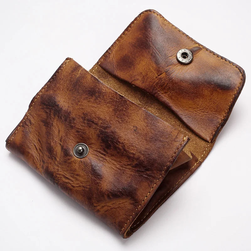 Vintage Leather Men Wallets Minimalist Bifold Retro Wallet