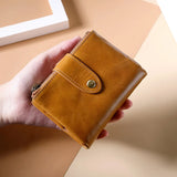 Vintage Oil Wax Leather Men Wallets Slim Clutch Short Double