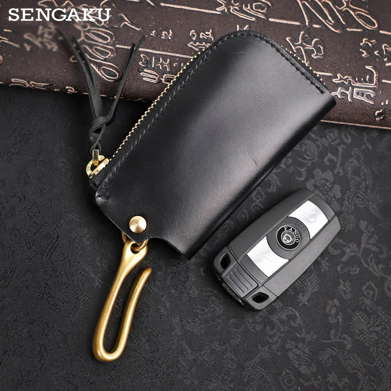 Vintage Leather Men's Key Pouch with Hook