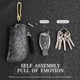 Vintage Leather Men's Key Pouch with Hook