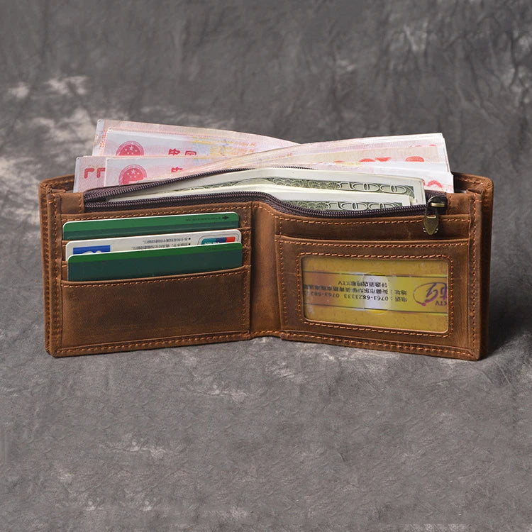 Retro Leather Men's Wallet Crazy Horse Vintage Style