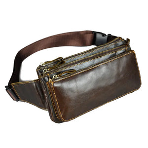 Vintage Leather Waist Bags Men Belt Bag Male Chest Crossbody bags