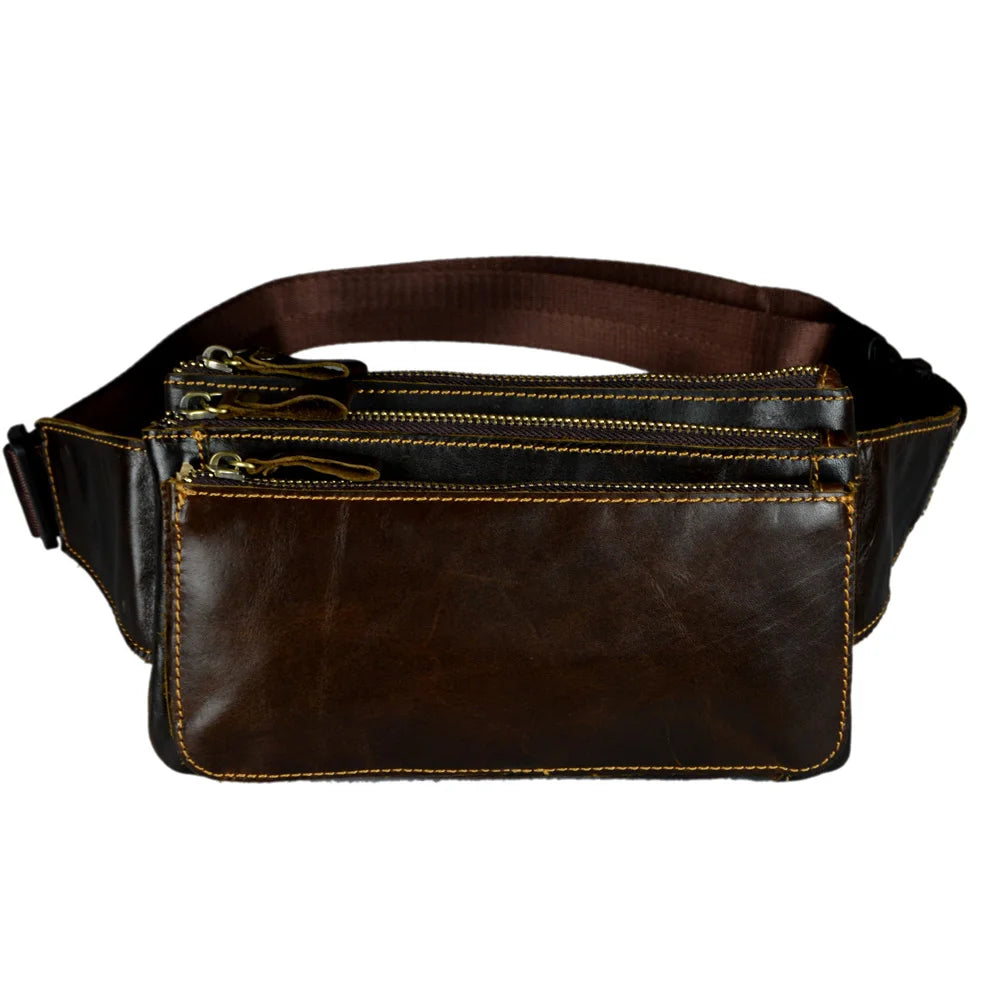 Vintage Leather Waist Bags Men Belt Bag Male Chest Crossbody bags