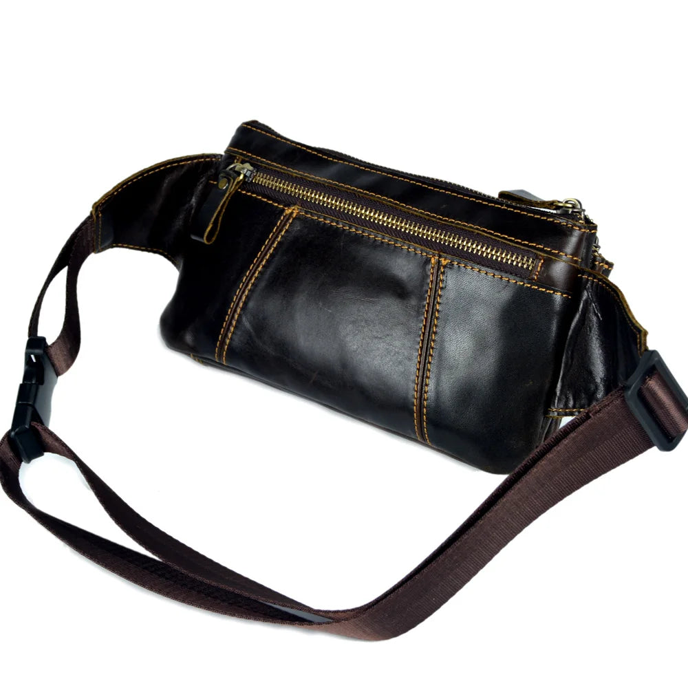Vintage Leather Waist Bags Men Belt Bag Male Chest Crossbody bags