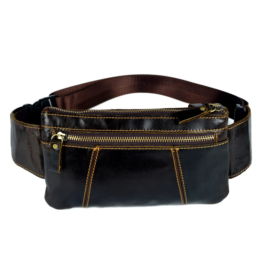 Vintage Leather Waist Bags Men Belt Bag Male Chest Crossbody bags