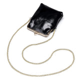 Vintage Leather Women Clip Bags Small Chain Crossbody Bag