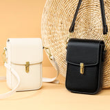 Vintage Leather Women Shoulder Bag Lock Mini Crossbody Phone Purse