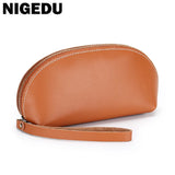 Vintage Leather Women Wallet Long Zipper Wristlet Bag Cowhide Lady Clutch Purse