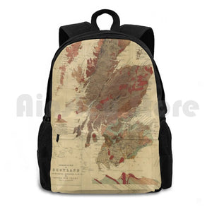 Vintage Scotland Geological Map Backpack Waterproof Camping Travel