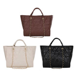 Vintage Geometric PU Leather Chain Shoulder Bag Women Casual Top-Handle Bag