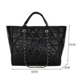 Vintage Geometric PU Leather Chain Shoulder Bag Women Casual Top-Handle Bag
