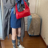 Vintage Red Crescent Shoulder Bag