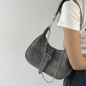 Vintage Gray Underarm Bags Chain Single Shoulder Bag High Female Totes