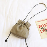Vintage Green Grey PU Bucket Bag Mini Messenger Bag Women Casual Street Wallet