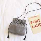 Vintage Green Grey PU Bucket Bag Mini Messenger Bag Women Casual Street Wallet