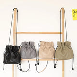 Vintage Green Grey PU Bucket Bag Mini Messenger Bag Women Casual Street Wallet