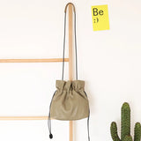 Vintage Green Grey PU Bucket Bag Mini Messenger Bag Women Casual Street Wallet