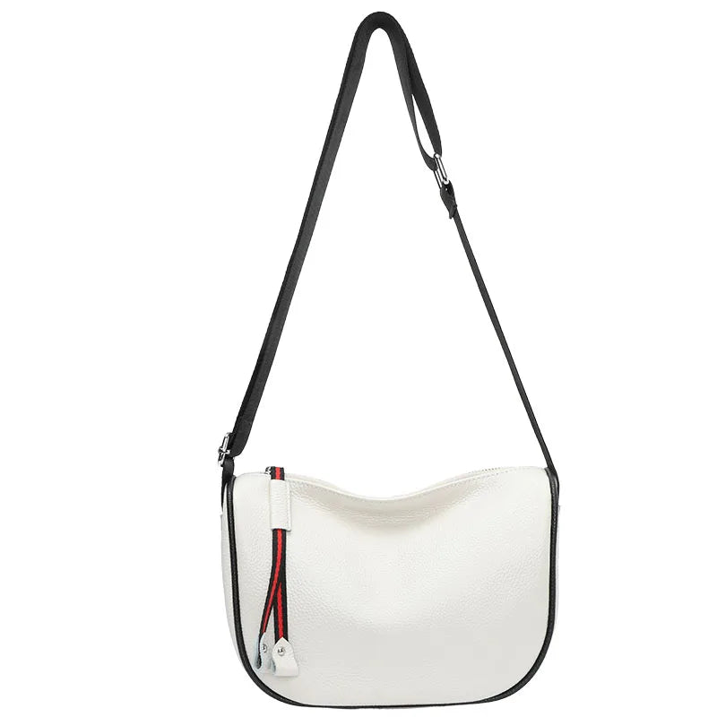 Vintage Leather Half Moon Crossbody Bag