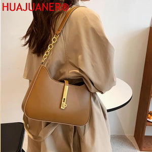 Vintage Half Moon Chain Shoulder Bag Autumn Bucket Ladies Purses Handbags