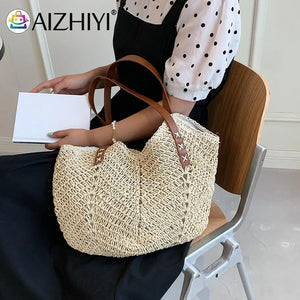 Vintage Hand Woven Women Shoulder Bag Bohemian Summer Travel