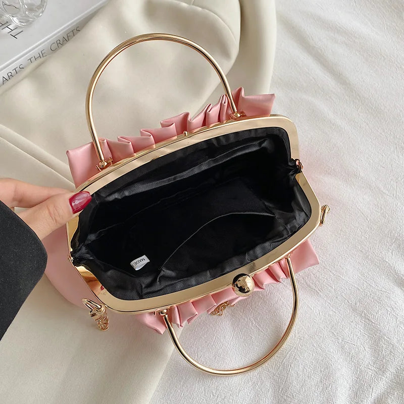 Vintage Diamond Pleated Clutch Shoulder Bag