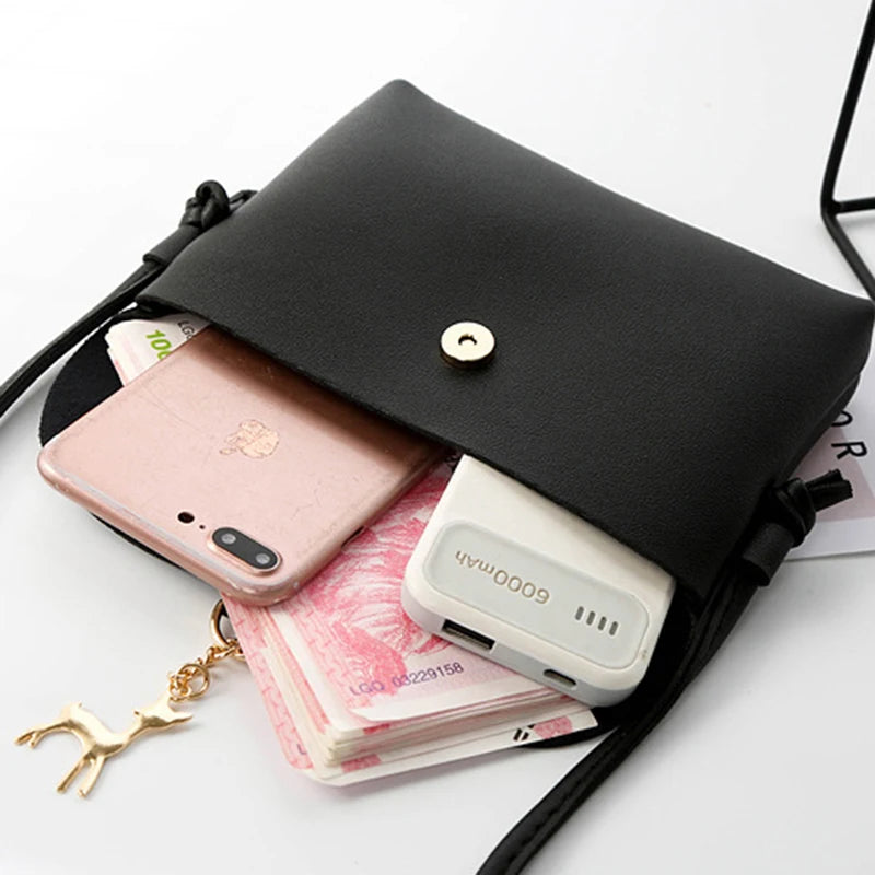 Vintage Messenger Bag for Women with Deer Pendant Flap Crossbody Shoulder Bag