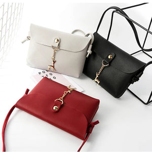 Vintage Messenger Bag for Women with Deer Pendant Flap Crossbody Shoulder Bag