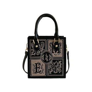 Vintage Leather Shoulder Bag Women's Handbag High Square Fashionable Box