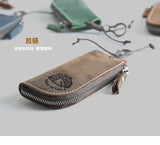 Vintage Leather Key Holder Wallet Men Zipper Car Key Case Cover