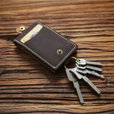 Vintage Leather Key Wallet Crazy Horse Key Holder Men Mini Household Housekeeper