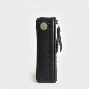 Vintage Leather Pen Bag Cowhide Pencil Case Holder for Notebook