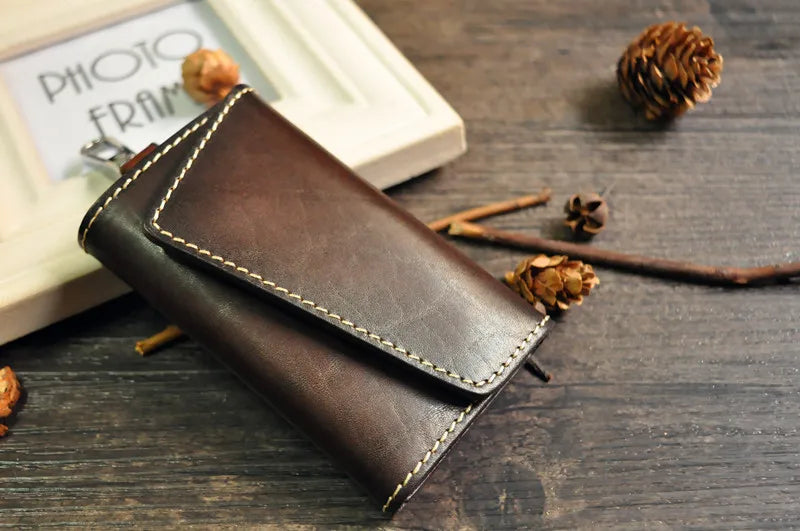 Vintage Leather Key Holder Wallet Men Smart KeyChain Bag