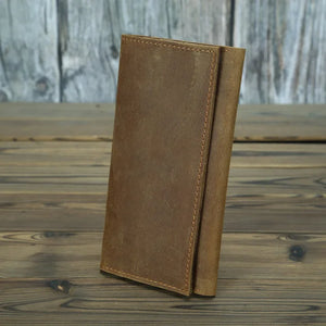 Vintage Crazy Horse Leather Men Wallet Long