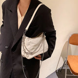 Vintage Heart Embroidered Shoulder Bag Chain Y2k Woman
