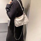 Vintage Heart Embroidered Shoulder Bag Chain Y2k Woman