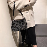 Vintage Heart Embroidered Shoulder Bag Chain Y2k Woman