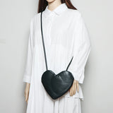 Vintage Heart Shape Shoulder Bag PU Leather MIni Phone Bag
