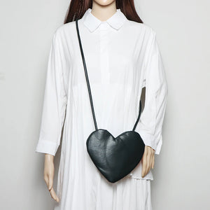 Vintage Heart Shape Shoulder Bag PU Leather MIni Phone Bag