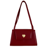 Vintage Heart-shaped Buckle Handbags Women's Shoulder Bags Ladies PU Leather Arm