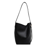 Vintage High Capacity Tote Bucket Bag PU Leather Shoulder Bag for Women Handbags