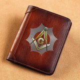 Vintage Freemasonry Theme Leather Wallet Short Purse