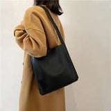 Vintage High Shoulder Bag Women PU Leather Tote Bags Ladies Hasp Handbag